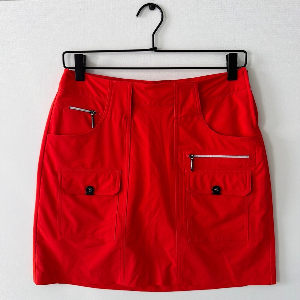 Jamie Sadock Womens Red Golf Skort Size 2 Cargo Pocket Athletic Mini Skirt